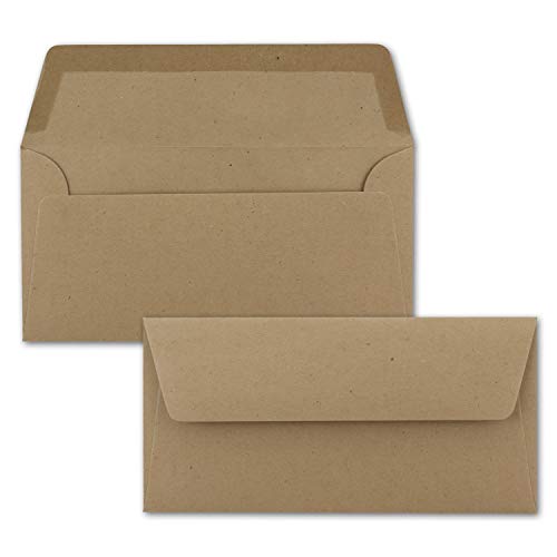 25x Kraftpapier Umschläge DIN Lang - Braun ÖKO - Nassklebung 11 x 22 cm - 120 g/m² breite Verschluss-Lasche - Recycling Papier - von NEUSER PAPIER von NEUSER PAPIER