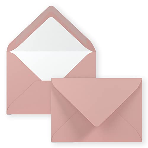 25x Kuverts in Altrosa - Brief-Umschläge in DIN B6-12,5 x 17,6 cm geripptes Papier - weißes Seidenfutter für Weihnachten & festliche Anlässe von NEUSER PAPIER