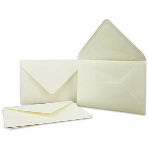 25x Kuverts in Creme - Brief-Umschläge in DIN B6-12,5 x 17,6 cm geripptes Papier - cremefarbenes Seidenfutter für Weihnachten & festliche Anlässe von NEUSER PAPIER