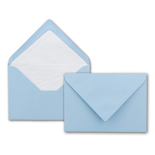 25x Kuverts in Hellblau - Brief-Umschläge in DIN B6-12,5 x 17,6 cm geripptes Papier - weißes Seidenfutter für Weihnachten & festliche Anlässe von NEUSER PAPIER