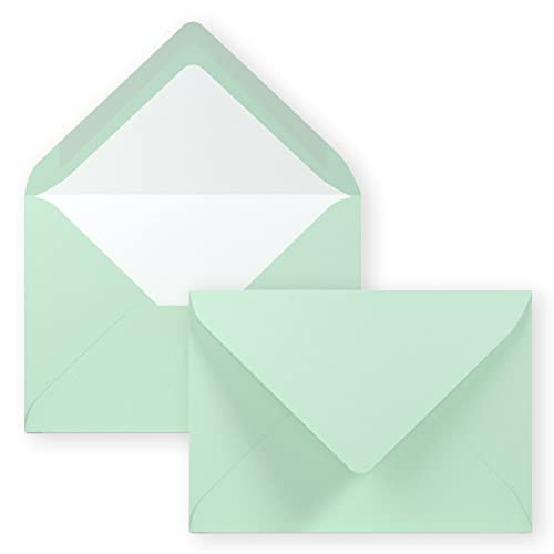 25x Kuverts in Mint-Grün - Brief-Umschläge in DIN B6-12,5 x 17,6 cm geripptes Papier - weißes Seidenfutter für Weihnachten & festliche Anlässe von NEUSER PAPIER