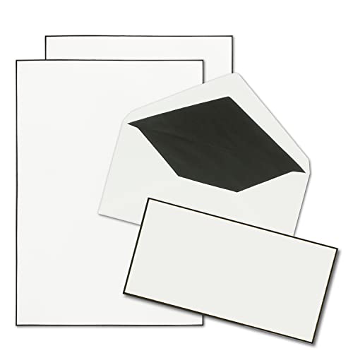 25x Trauerpapier Sets DIN A4 mit gefütterten Umschlägen - handgemachter schwarzer Rand - Briefpapier für Kondolenz von NEUSER PAPIER