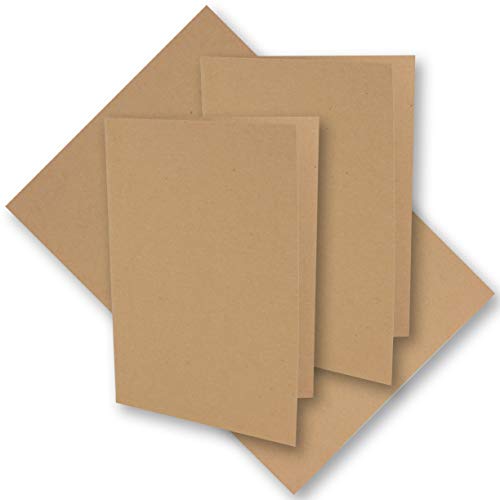 25x Vintage Kraftpapier Falt-Karten 105 x 148 mm - DIN A6 - sandbraun - Recycling - 220 g blanko Klapp-Karten - Umwelt by Gustav NEUSER von NEUSER PAPIER