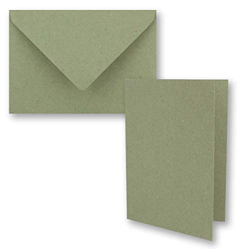 25x Vintage Kraftpapier Faltkarten SET - dunkelgrün (grün) - mit Umschlägen DIN B6-12 x 16,9 cm - blanko Recycling Klappkarten - GUSTAV NEUSER von NEUSER PAPIER
