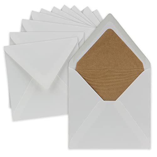 25x Vintage-Umschläge quadratisch in Naturweiss mit Seidenfutter in Kraftpapier braun - nachhaltig - 15,5 x 15,5 cm - Nassklebung Spitzklappe - NEUSER PAPIER 25x Vintage-Umschläge quadratisch in Naturweiss mit Seidenfutter in Kraftpapier braun - nachhaltig - 15,5 x 15,5 cm - Nassklebung Spitzklappe - NEUSER PAPIER von NEUSER PAPIER