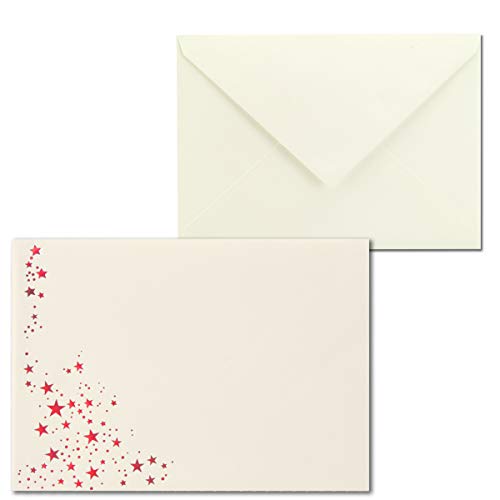 25x Weihnachts-Briefumschläge - DIN B6 - mit Rot-Metallic geprägtem Sternenregen - Farbe: Creme - Nassklebung, 100 g/m² - 120 x 180 mm - Marke: GUSTAV NEUSER 25x Weihnachts-Briefumschläge - DIN B6 - mit Rot-Metallic geprägtem Sternenregen - Farbe: Creme - Nassklebung, 100 g/m² - 120 x 180 mm - Marke: GUSTAV NEUSER von NEUSER PAPIER