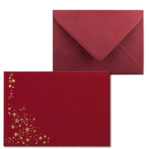 25x Weihnachts-Briefumschläge - DIN C6 - mit Gold-Metallic geprägtem Sternenregen -Farbe: Dunkelrot - Nassklebung, 120 g/m² - 114 x 162 mm - Marke: GUSTAV NEUSER 25x Weihnachts-Briefumschläge - DIN C6 - mit Gold-Metallic geprägtem Sternenregen -Farbe: Dunkelrot - Nassklebung, 120 g/m² - 114 x 162 mm - Marke: GUSTAV NEUSER von NEUSER PAPIER