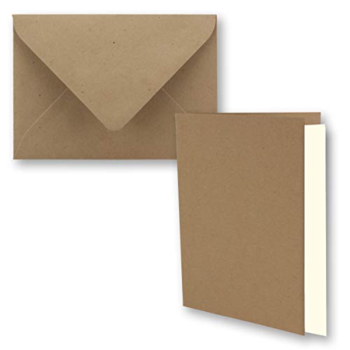 25x braunes Vintage Kraftpapier Falt-Karten SET mit Umschlägen und Einlegern DIN A6-10,5 x 14,8 cm - braun - Recycling - blanko von NEUSER PAPIER