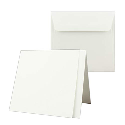 25x creme-weißes Quadratisches Falt-Karten-Set mit Brief-Umschlägen & Einlege-Blätter - 15,0 x 15,0cm - Papier-Bastel-Set - GUSTAV NEUSER® von NEUSER PAPIER
