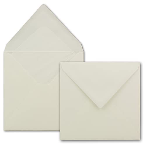 300 Briefumschläge Hell-Creme - quadratisch 145 x 145 mm (14,5 x 14,5 cm) - gefüttert - 100 Gramm pro m² - Nassklebung mit spitzer Klappe - von GUSTAV NEUSER von NEUSER PAPIER