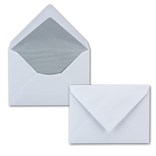 300 Kuverts in Weiß mit Silberfutter verschiedene Mengenvariationen Brief-Umschläge DIN C5 Format matte Oberfläche & hochwertiger Fütterung von NEUSER PAPIER