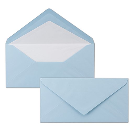 300 x DIN Lang Briefumschläge - Blau mit weißem Seidenfutter - 11x22 cm - 80 g/m² - ideal für Einladungen, Weihnachtskarten, Glückwunschkarten aus der Serie Farbenfroh von NEUSER PAPIER