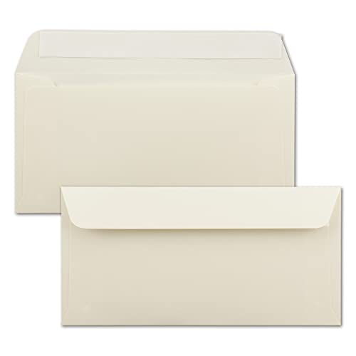 300x Briefumschläge DIN Lang - 11 x 22 cm - Haftklebung - Farbe: Creme - 90 Gramm pro m² - ohne Fenster von NEUSER PAPIER