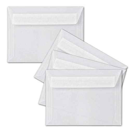 300x Briefumschläge transparent-Weiß DIN C6-11,4 x 16,2 cm - gerade Klappe mit Haftklebung, 92 g/m² - durchsichtige Kuverts - Marke: GUSTAV NEUSER von NEUSER PAPIER