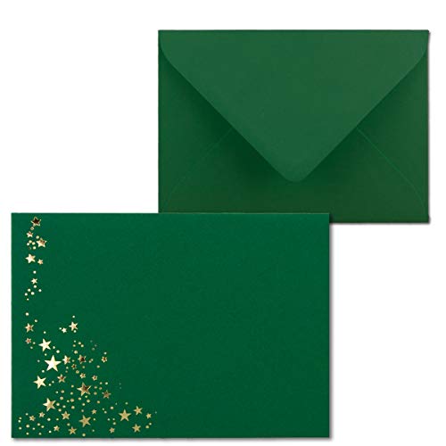 300x Weihnachts-Briefumschläge - DIN B6 - mit Gold-Metallic geprägtem Sternenregen -Farbe: dunkelgrün, Nassklebung, 110 g/m² - 120 x 176 mm - Marke: GUSTAV NEUSER von NEUSER PAPIER