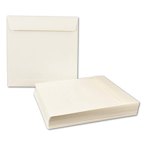 300x quadratische Brief-Umschläge 19 x 19 cm, Opal-Weiß - Nassklebung, starke Qualität 120 g/m² - Quadratische Kuverts für Einladungs-Karten von NEUSER PAPIER