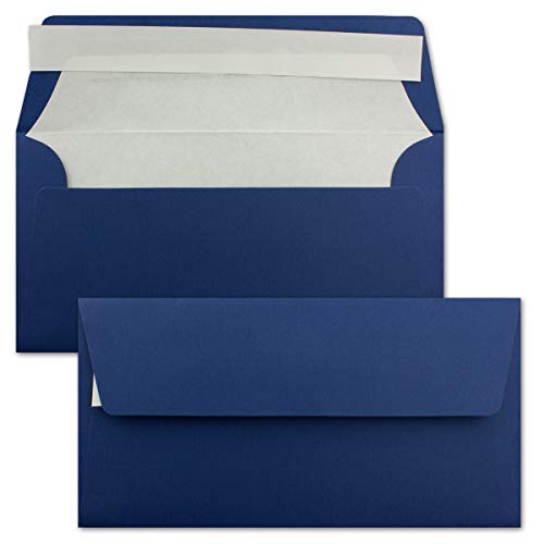 400x Briefumschläge DIN Lang 11 x 22 cm gerippt in Dunkelblau gefüttert mit weiß em Seiden-Papier 110 g/m² Haftklebung 400x Briefumschläge DIN Lang 11 x 22 cm gerippt in Dunkelblau gefüttert mit weiß em Seiden-Papier 110 g/m² Haftklebung von NEUSER PAPIER