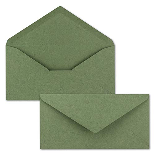 400x Kraftpapier-Umschläge DIN Lang - Grün - Nassklebung 11 x 22 cm - Brief-Umschläge aus Recycling-Papier - Vintage Kuverts von NEUSER PAPIER von NEUSER PAPIER