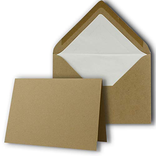 50 Sets - großes Kartenpaket mit 50 Faltkarten & 50 Umschlägen - 10,5 x 14,8 cm - DIN A6/C6 - Kraft - NEUSER PAPIER von NEUSER PAPIER