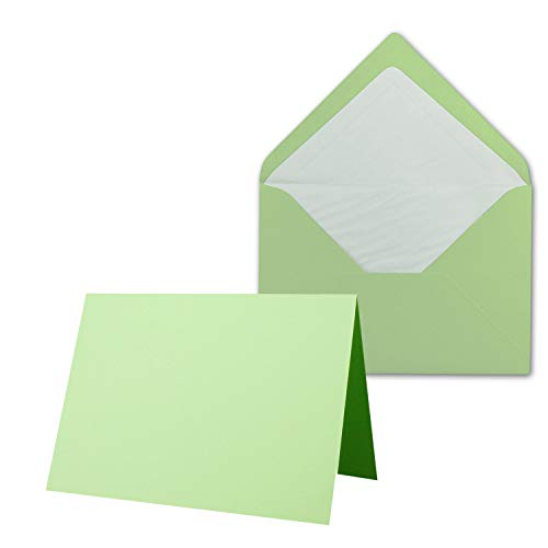 50 x Kartenpaket mit gefütterten Brief-Umschlägen - gerippt - DIN B6 - Mint - 12 x 17 cm - Nassklebung - NEUSER PAPIER von NEUSER PAPIER