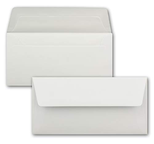 500 Briefumschläge Weiß - DIN Lang - gefüttert mit weissem Seidenpapier - 22 x 11 cm - Nassklebung, gerade Klappe - Ideal für Einladungen und Grüße zu Geburtstag und Weihnachten von NEUSER PAPIER