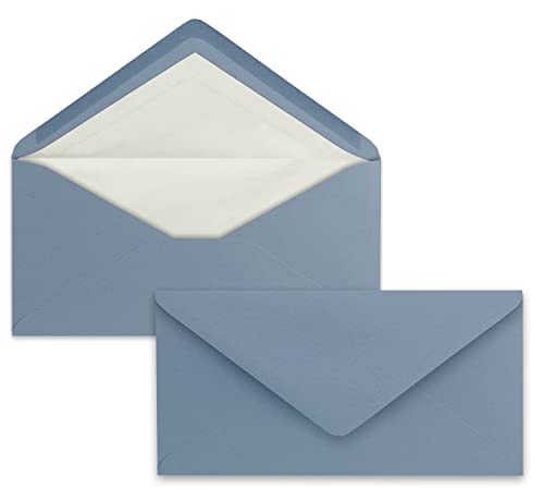 500 x DIN Lang Briefumschläge - Grau-Blau mit weißem Seidenfutter - 11x22 cm - 110 g/m² - ideal für Einladungen, Weihnachtskarten, Glückwunschkarten aus der Serie Farbenfroh 500 x DIN Lang Briefumschläge - Grau-Blau mit weißem Seidenfutter - 11x22 cm - 110 g/m² - ideal für Einladungen, Weihnachtskarten, Glückwunschkarten aus der Serie Farbenfroh von NEUSER PAPIER