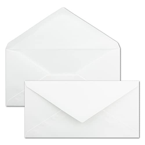 500x Briefumschläge DIN Lang - 11 x 22 cm - Nassklebung - Farbe: Weiß - 90 Gramm pro m² - ohne Fenster von NEUSER PAPIER