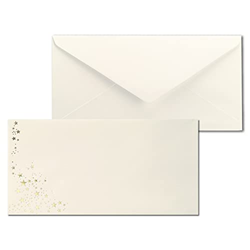 500x Briefumschläge mit Metallic Sternen - DIN Lang - Gold geprägter Sternenregen - Farbe: creme, Nassklebung, 80 g/m² - 110 x 220 mm - ideal für Weihnachten 500x Briefumschläge mit Metallic Sternen - DIN Lang - Gold geprägter Sternenregen - Farbe: creme, Nassklebung, 80 g/m² - 110 x 220 mm - ideal für Weihnachten von NEUSER PAPIER