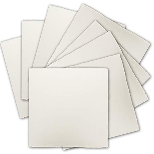 500x Quadratische Vintage Einzel-Karten, Büttenpapier, 16 x 16 cm - Natur-Weiß 225 g/m² - Vellum Oberfläche von NEUSER PAPIER