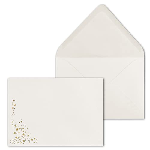 500x Weihnachts-Briefumschläge - DIN C5 - mit Gold-Metallic geprägtem Sternenregen, festlich matter Umschlag in creme - Nassklebung, 110 g/m² - 162 x 229 mm - Marke: GUSTAV NEUSER von NEUSER PAPIER