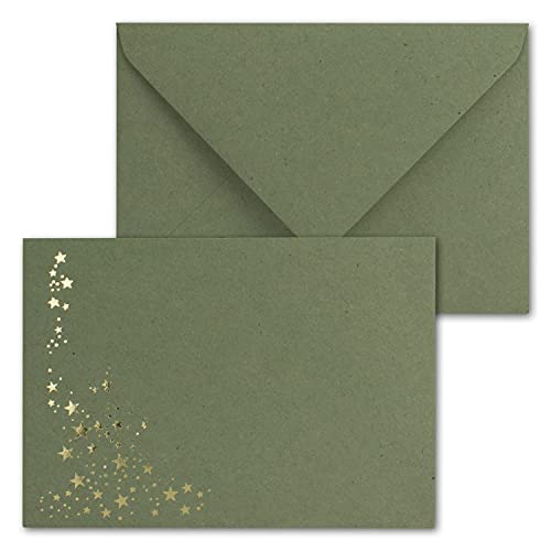 500x Weihnachts-Briefumschläge - DIN C6 - mit Gold-Metallic geprägtem Sternenregen -Farbe: Kraftpapier Grün- Nassklebung, 120 g/m² - 114 x 162 mm 500x Weihnachts-Briefumschläge - DIN C6 - mit Gold-Metallic geprägtem Sternenregen -Farbe: Kraftpapier Grün- Nassklebung, 120 g/m² - 114 x 162 mm von NEUSER PAPIER