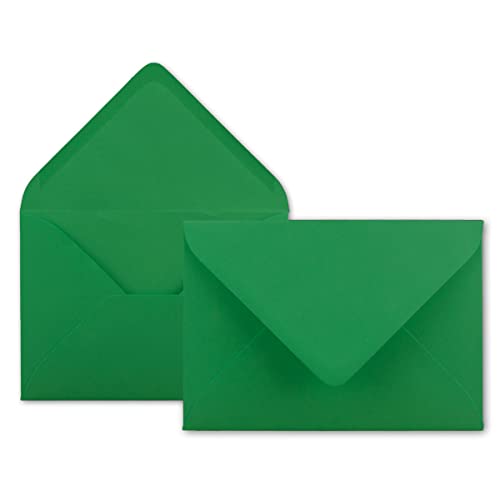 50x Brief-Umschläge in Dunkel-Grün - 80 g/m² - Kuverts in DIN B6 Format 12,5 x 17,6 cm - Nassklebung ohne Fenster von NEUSER PAPIER