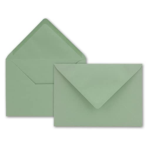 50x Brief-Umschläge in Eukalyptus-Grün - 80 g/m² - Kuverts in DIN B6 Format 12,5 x 17,6 cm - Nassklebung ohne Fenster von NEUSER PAPIER