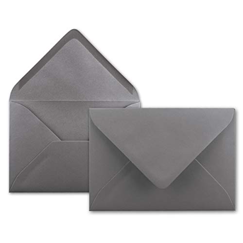 50x Brief-Umschläge in Graphit-Grau/Dunkelgrau - 80 g/m² - Kuverts in DIN B6 Format 12,5 x 17,6 cm - Nassklebung ohne Fenster von NEUSER PAPIER