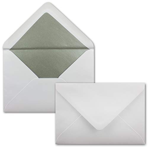 50x Briefumschläge B6 mit Silber Innenfutter - 12,5 x 17,6 cm - Weiß - gefüttert mit metallic Papier - Nassklebung - FarbenFroh by GUSTAV NEUSER 50x Briefumschläge B6 mit Silber Innenfutter - 12,5 x 17,6 cm - Weiß - gefüttert mit metallic Papier - Nassklebung - FarbenFroh by GUSTAV NEUSER von NEUSER PAPIER