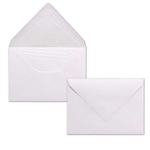 50x Briefumschläge Weiß DIN C6 gefüttert mit Seidenpapier in Schwarz 100 g/m² 11,4 x 16,2 cm mit Nassklebung ohne Fenster von NEUSER PAPIER