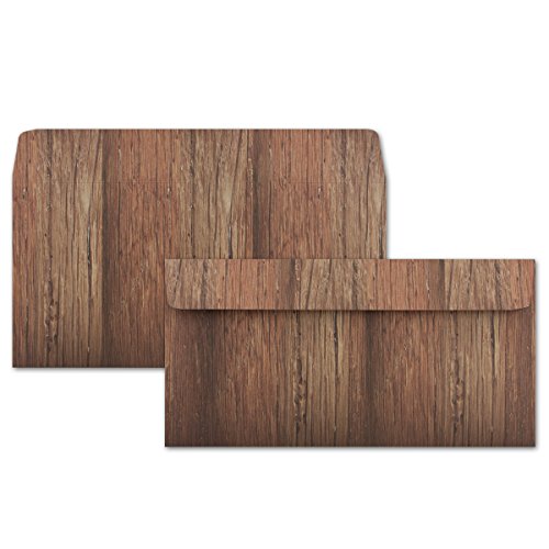 50x Design-Briefumschläge in Natur-Holz-Optik DIN lang, 11 x 22 cm, Farbe: braun Haftklebung mit Abziehstreifen 3 Jahre Garantie auf Klebung 50x Design-Briefumschläge in Natur-Holz-Optik DIN lang, 11 x 22 cm, Farbe: braun Haftklebung mit Abziehstreifen 3 Jahre Garantie auf Klebung von NEUSER PAPIER