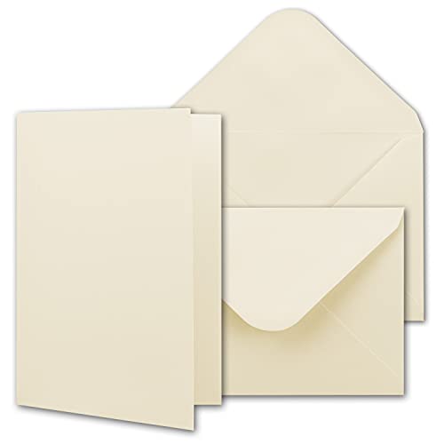 50x Faltkartenset inkl. Briefumschläge DIN A6 / C6 in Naturweiß mit Geschenkschachtel- Blanko Einladungskarten 10,5 x 14,8 cm zum Selbstgestalten von NEUSER PAPIER