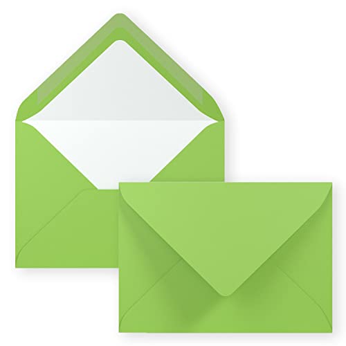 50x Kuverts in Hell-Grün - Brief-Umschläge in DIN B6-12,5 x 17,6 cm geripptes Papier - weißes Seidenfutter für Weihnachten & festliche Anlässe von NEUSER PAPIER