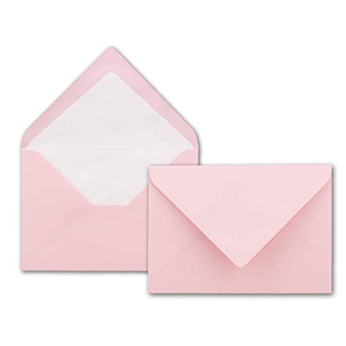 50x Kuverts in Rosa - Brief-Umschläge in DIN B6-12,5 x 17,6 cm geripptes Papier - weißes Seidenfutter für Weihnachten & festliche Anlässe von NEUSER PAPIER