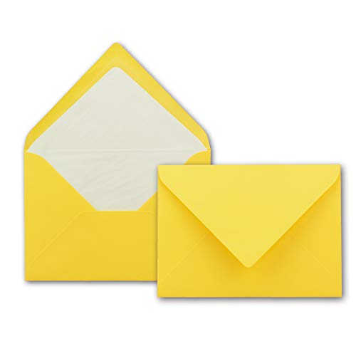 50x Kuverts in Sonnengelb - Brief-Umschläge in DIN B6-12,5 x 17,6 cm geripptes Papier - weißes Seidenfutter für Weihnachten & festliche Anlässe 50x Kuverts in Sonnengelb - Brief-Umschläge in DIN B6-12,5 x 17,6 cm geripptes Papier - weißes Seidenfutter für Weihnachten & festliche Anlässe von NEUSER PAPIER