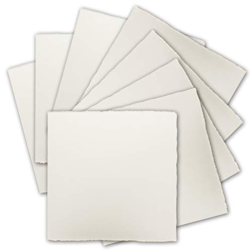 50x Quadratische Vintage Einzel-Karten, Büttenpapier, 12 x 12 cm - Natur-Weiß 225 g/m² - Vellum Oberfläche von NEUSER PAPIER