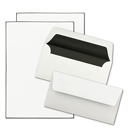 50x Trauerpapier Sets DIN A4 mit weißen Umschlägen, schwarz gefüttert - Briefpapier mit handgemachtem schwarzen Rand - Briefpapier für Kondolenz 50x Trauerpapier Sets DIN A4 mit weißen Umschlägen, schwarz gefüttert - Briefpapier mit handgemachtem schwarzen Rand - Briefpapier für Kondolenz von NEUSER PAPIER