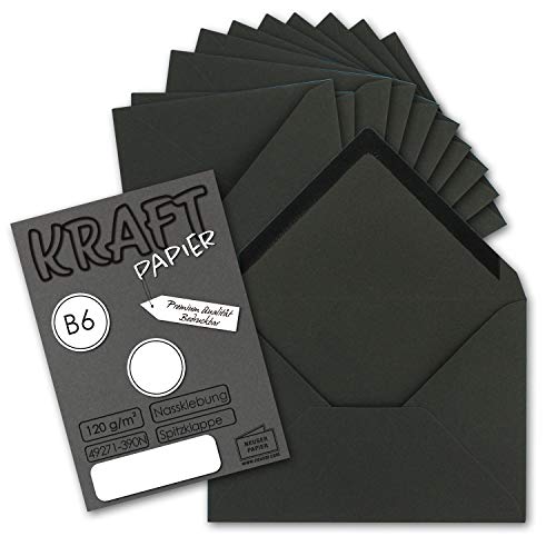 50x Vintage Briefumschläge in schwarz DIN B6 125 x 178 mm Kraftpapier 120 g/m² Recycling Nassklebung Spitzklappe - UmWelt by GUSTAV NEUSER 50x Vintage Briefumschläge in schwarz DIN B6 125 x 178 mm Kraftpapier 120 g/m² Recycling Nassklebung Spitzklappe - UmWelt by GUSTAV NEUSER von NEUSER PAPIER