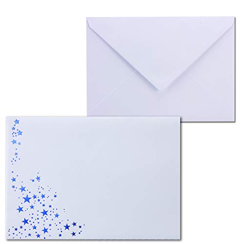50x Weihnachts-Briefumschläge - DIN C6 - mit Blau-Metallic geprägtem Sternenregen -Farbe: Weiß - Nassklebung, 90 g/m² - 114 x 162 mm - Marke: GUSTAV NEUSER 50x Weihnachts-Briefumschläge - DIN C6 - mit Blau-Metallic geprägtem Sternenregen -Farbe: Weiß - Nassklebung, 90 g/m² - 114 x 162 mm - Marke: GUSTAV NEUSER von NEUSER PAPIER