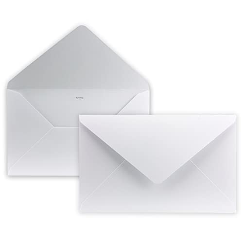 75 Stück - Trauer Briefumschlag in Weiß mit grauem Trauer-Rand - DIN B6+ - 12 x 19,5 cm - ohne Klebung von NEUSER PAPIER
