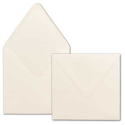 75 quadratische Briefumschläge in Creme - 14,5 x 14,5 cm - Nassklebung mit spitzer Klappe - 120 Gramm/m²- Marke: NEUSER PAPIER von NEUSER PAPIER