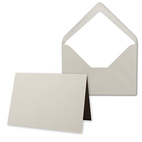 75 x Kartenpaket mit gefütterten Brief-Umschlägen - gerippt - DIN B6 - Silber-Grau - 12 x 17 cm - Nassklebung - NEUSER PAPIER von NEUSER PAPIER