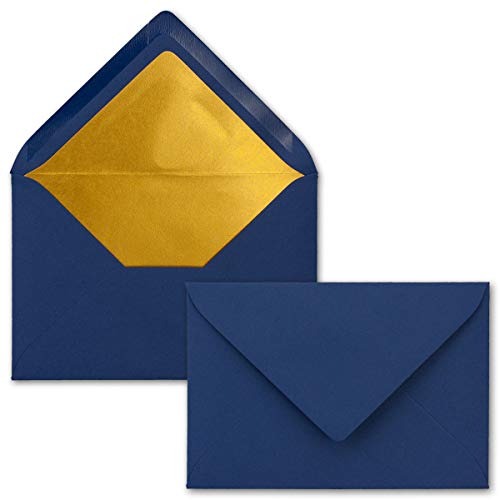 75x - Brief-Umschläge B6 mit Gold Innenfutter - 12,5 x 17,6 cm - Nachtblau - (Blau) - Nassklebung - FarbenFroh by GUSTAV NEUSER von NEUSER PAPIER