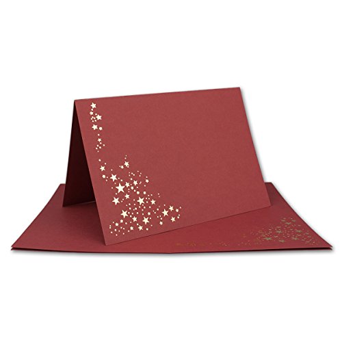 75x Faltkarten DIN A6 - Dunkelrot mit goldenen Metallic Sternen - 10,5 x 14,8 cm - Einladungskarten zu Weihnachten - Marke: FarbenFroh by GUSTAV NEUSER 75x Faltkarten DIN A6 - Dunkelrot mit goldenen Metallic Sternen - 10,5 x 14,8 cm - Einladungskarten zu Weihnachten - Marke: FarbenFroh by GUSTAV NEUSER von NEUSER PAPIER